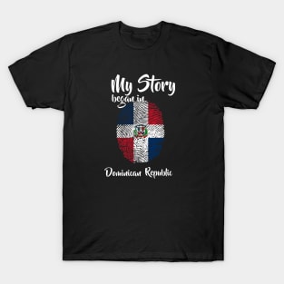 Dominican republic Flag Fingerprint My Story DNA Santo Domrep T-Shirt